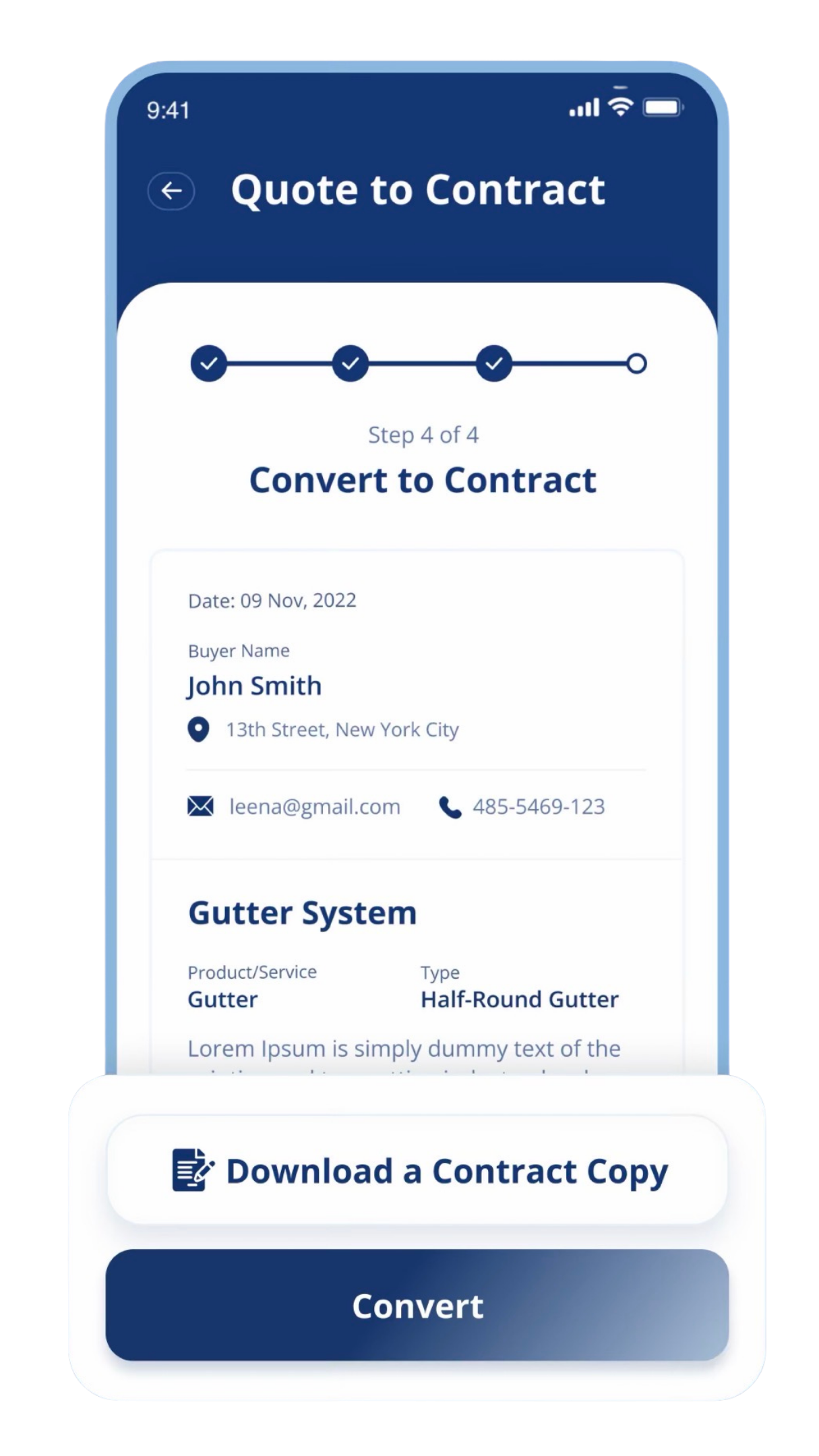 Convert gutter quotes into signed contracts instantly
