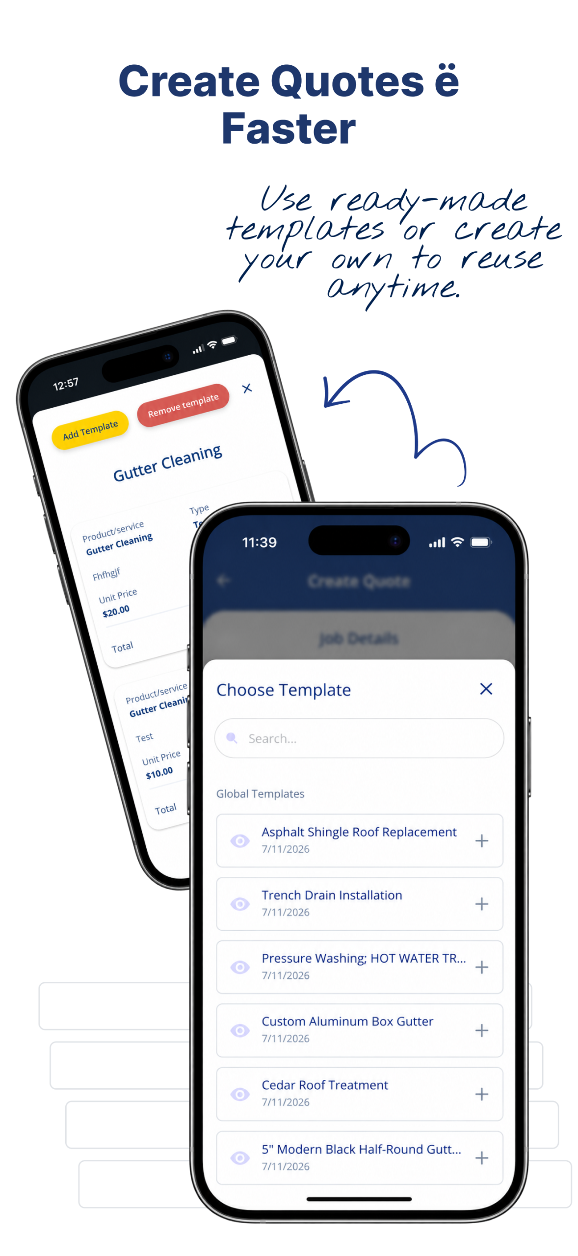 Create quotes faster with reusable templates